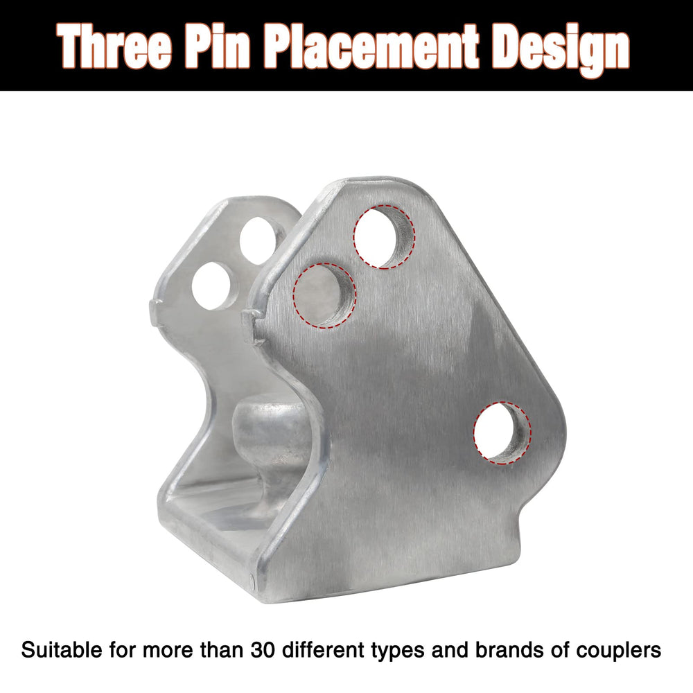Antivanl trailer hitch lock with three-pin design for wider compatibility.