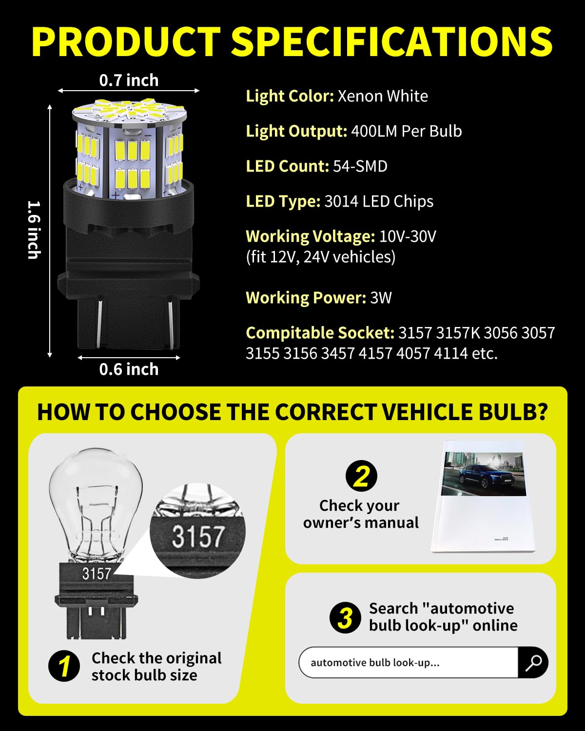 Antline LED bulbs packaging shows 10 bulbs for simple replacement across vehicles.