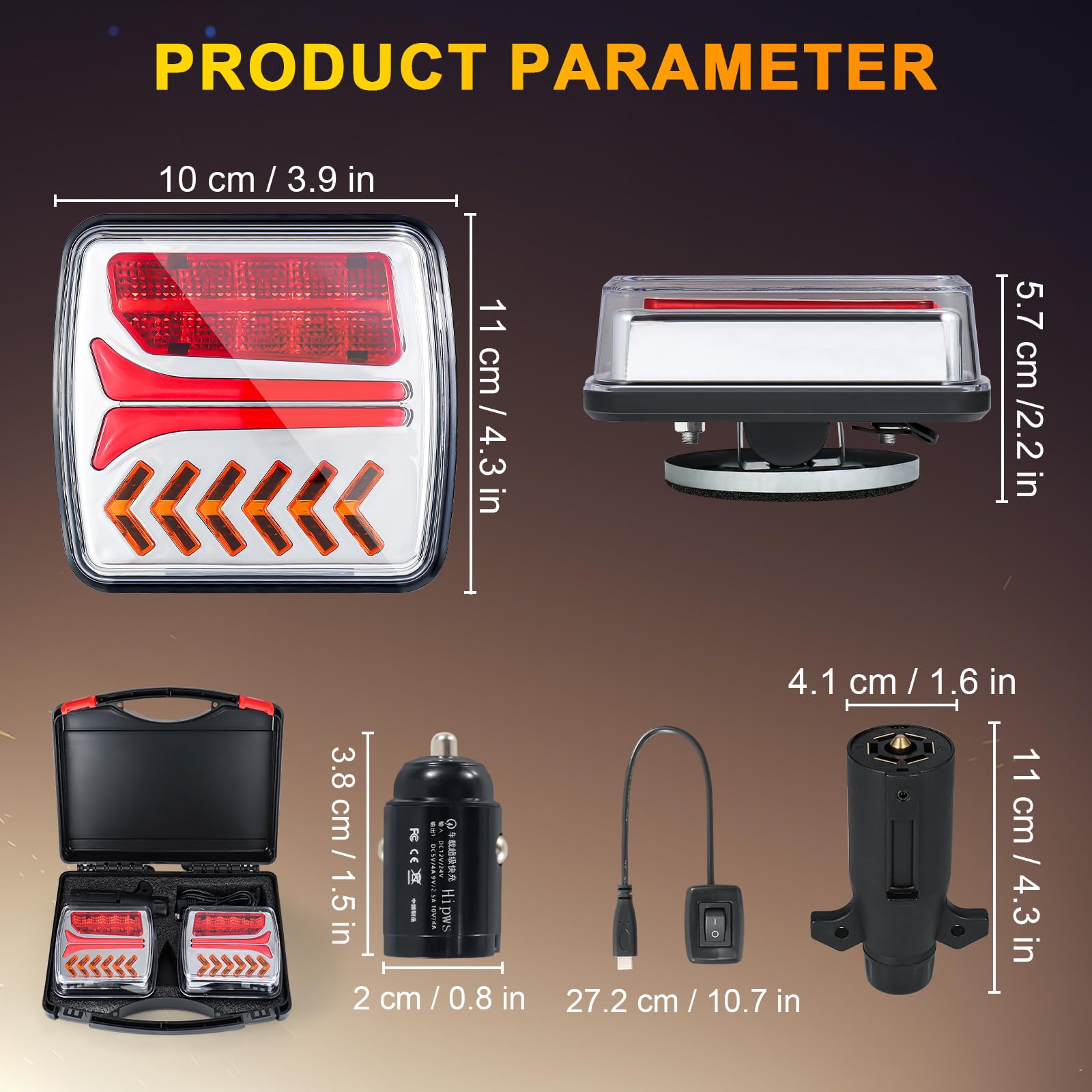 AnTom DOT/FMVSS 108-certified LEDs enhance night-time towing visibility.