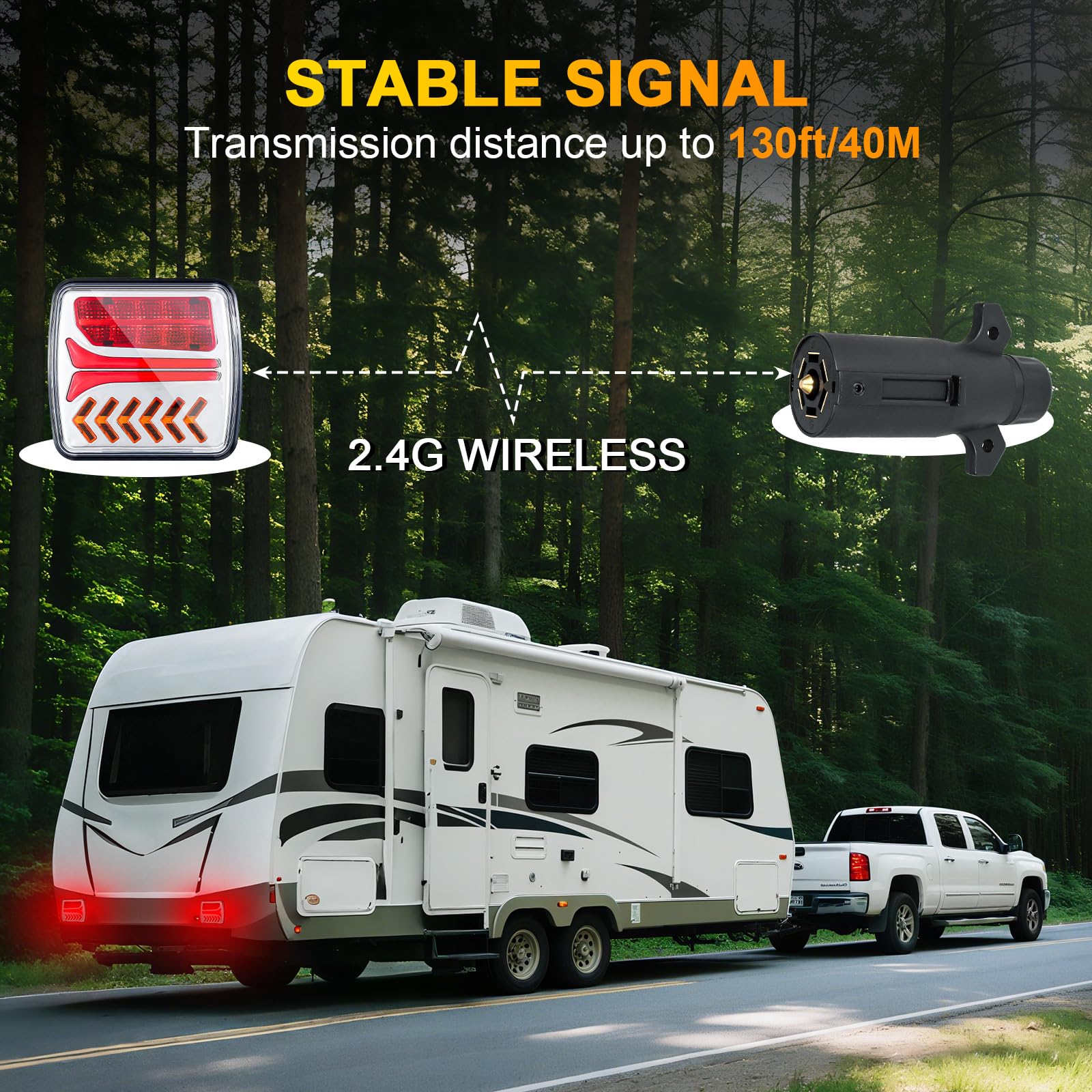 AnTom IP67 weatherproof trailer light withstands rain and mud on the road.