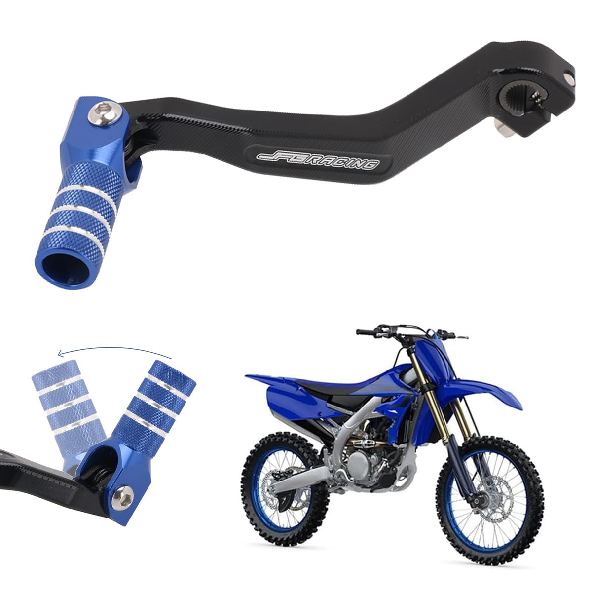 AnXin CNC folding shifter lever in blue highlighting lightweight strength for rugged rides.