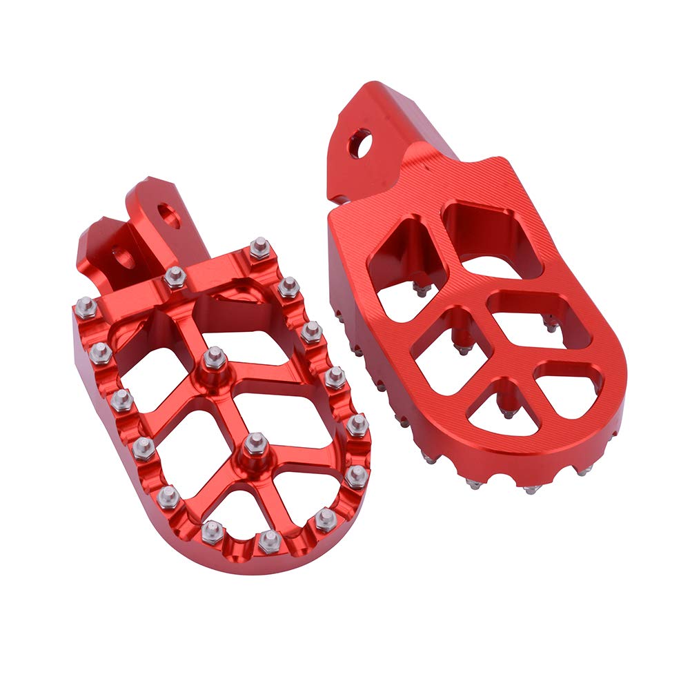 AnXin foot pegs in anodized red finish for style and wear resistance.