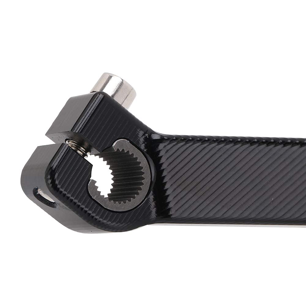 AnXin dirt bike gear shifter closeup reveals precise CNC craftsmanship.