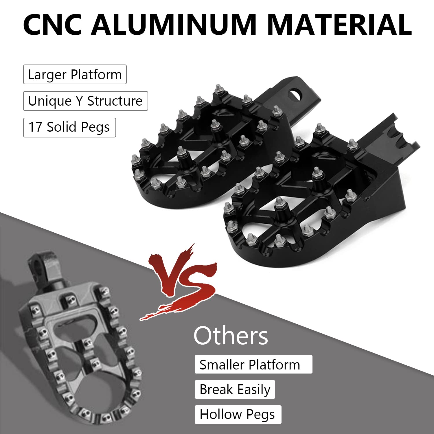 AnXin anodized finish foot pegs resist wear on trails.