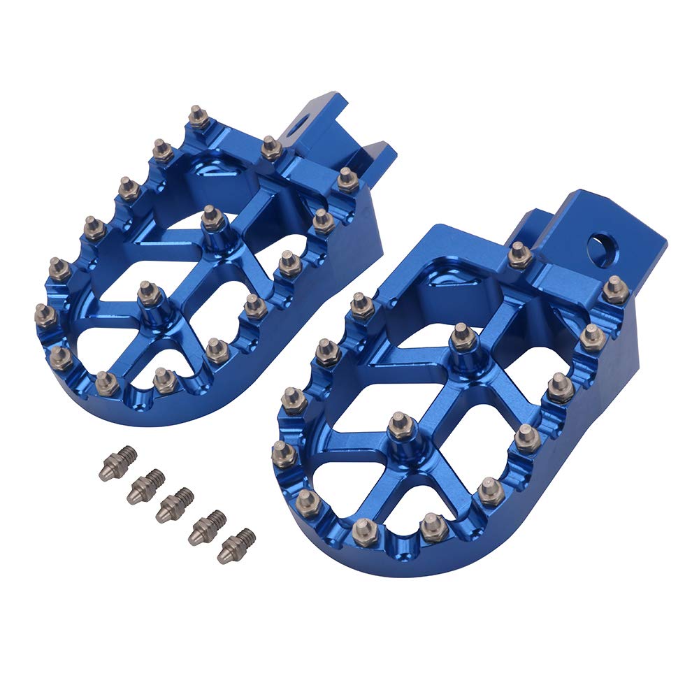AnXin blue foot pegs featuring 17 teeth for better traction in mud.