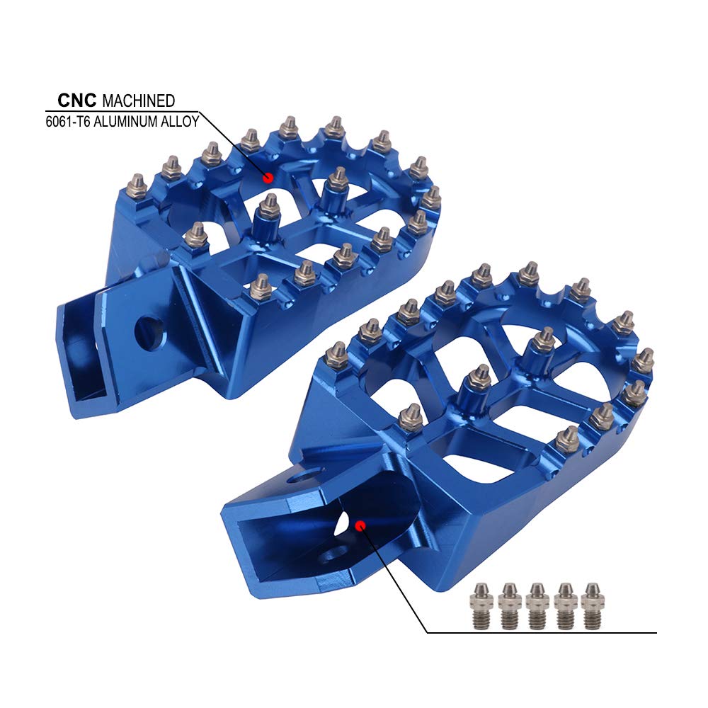 AnXin blue foot pegs with wider platform for improved grip and control.