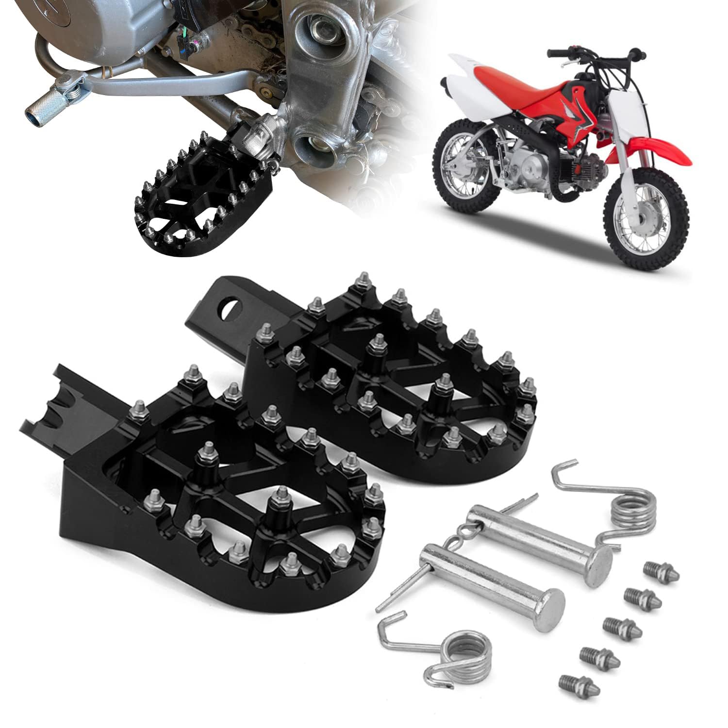 AnXin CNC aluminum foot pegs for durable dirt bike use.
