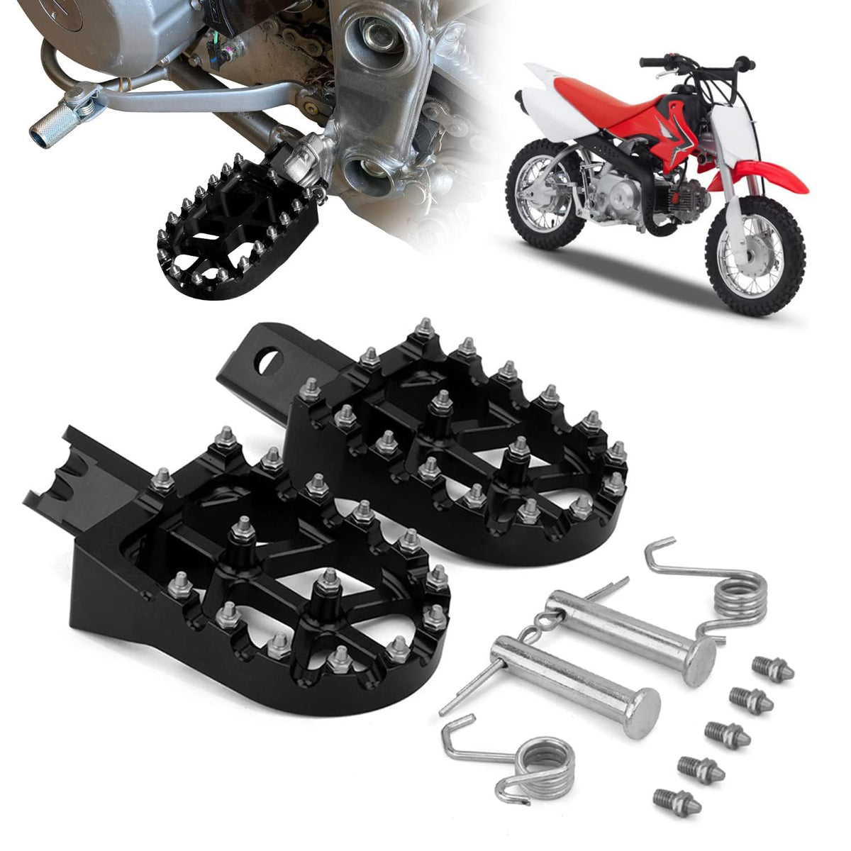 AnXin CNC aluminum foot pegs for durable dirt bike use.