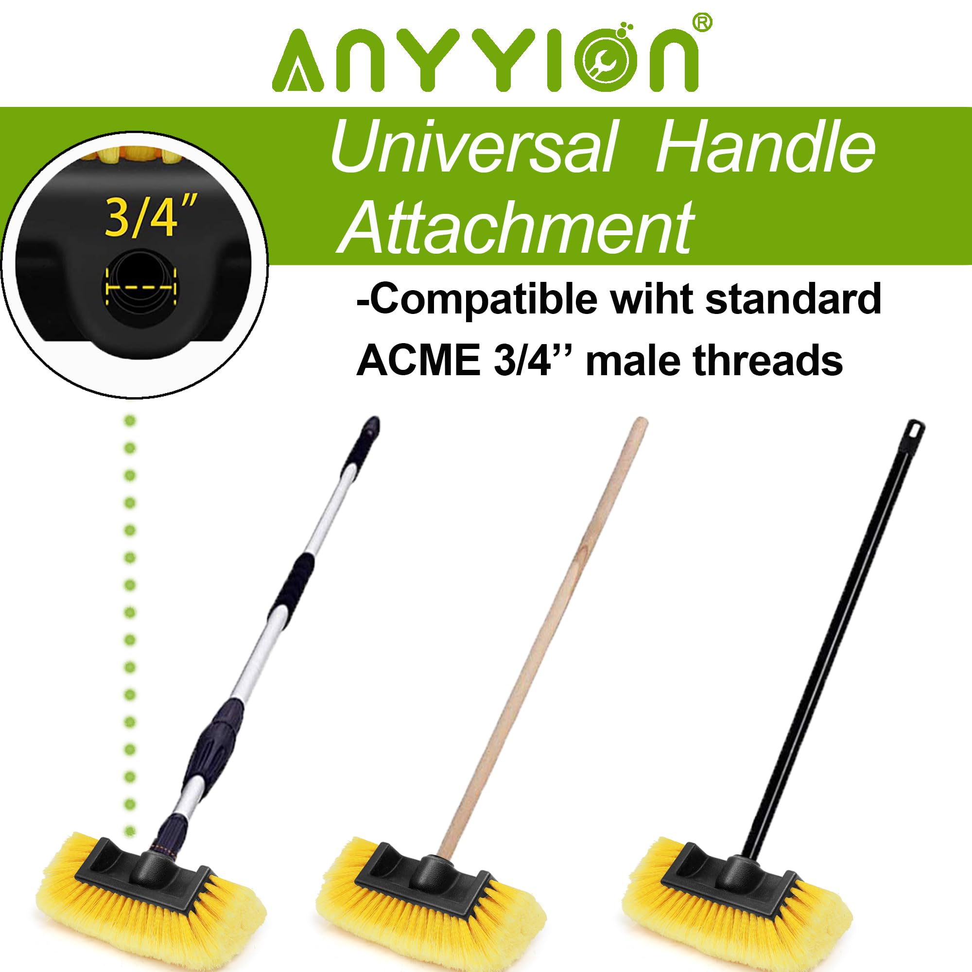 Anyyion exterior cleaning brush showing 10-inch dimensions for reach and balance.