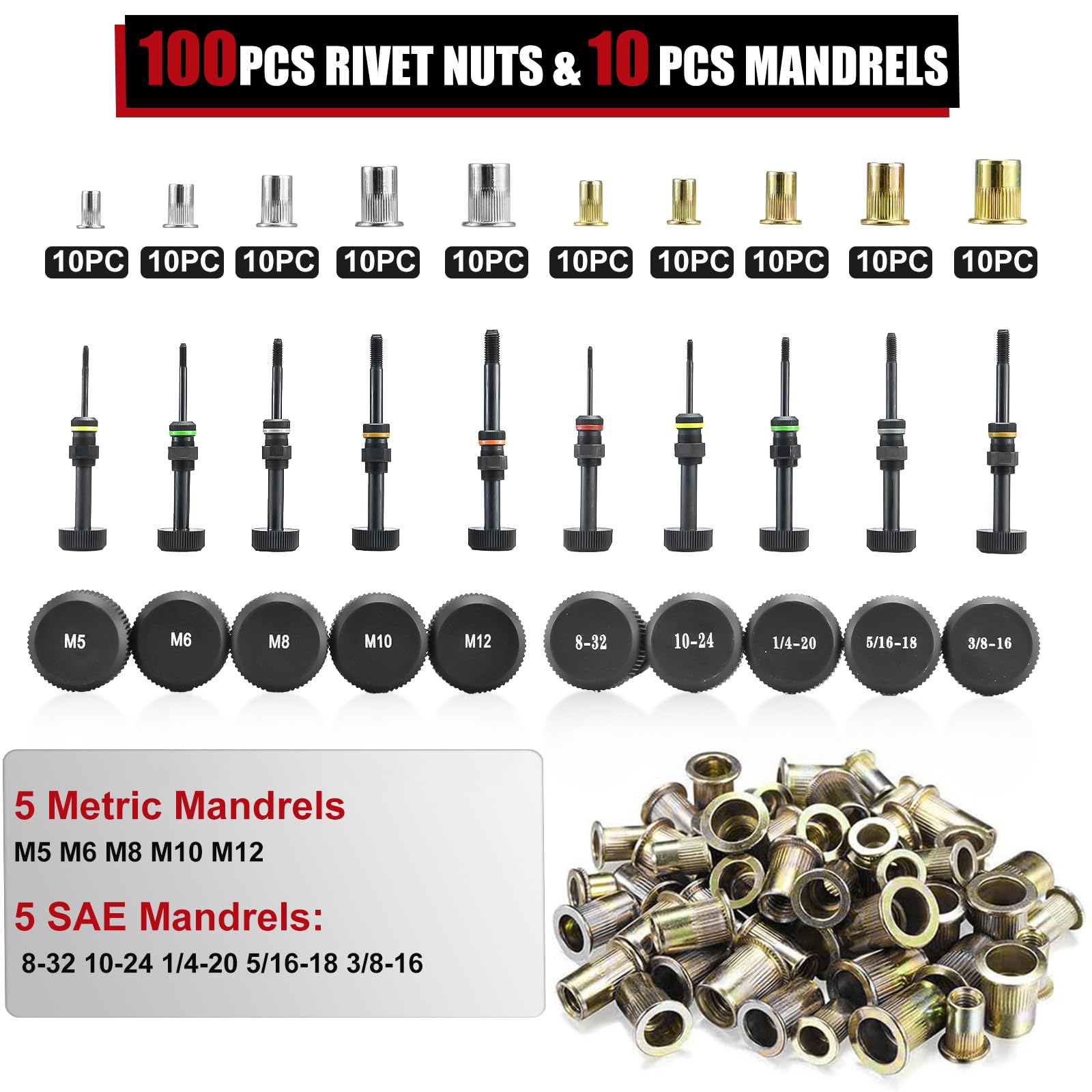 AOBEN mandrel set in metric and SAE sizes ready for projects.