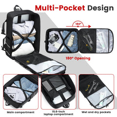 Aocrin backpack side view showing multi-pocket layout for bike gear.