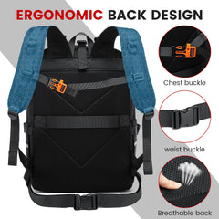 Aocrin backpack opened to reveal a large main pocket for helmet and essentials.
