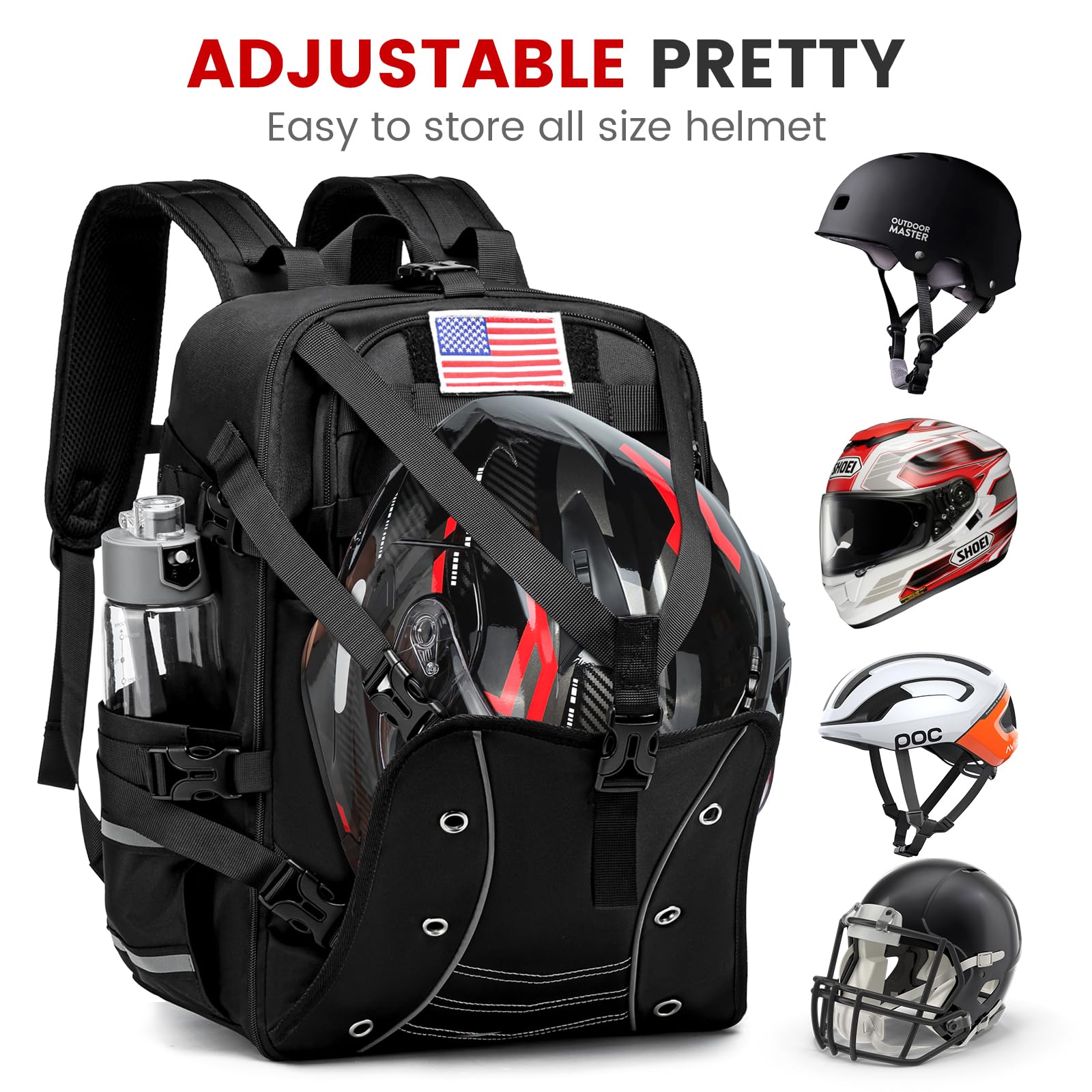 Aocrin backpack strap system shown for secure, comfortable rides.