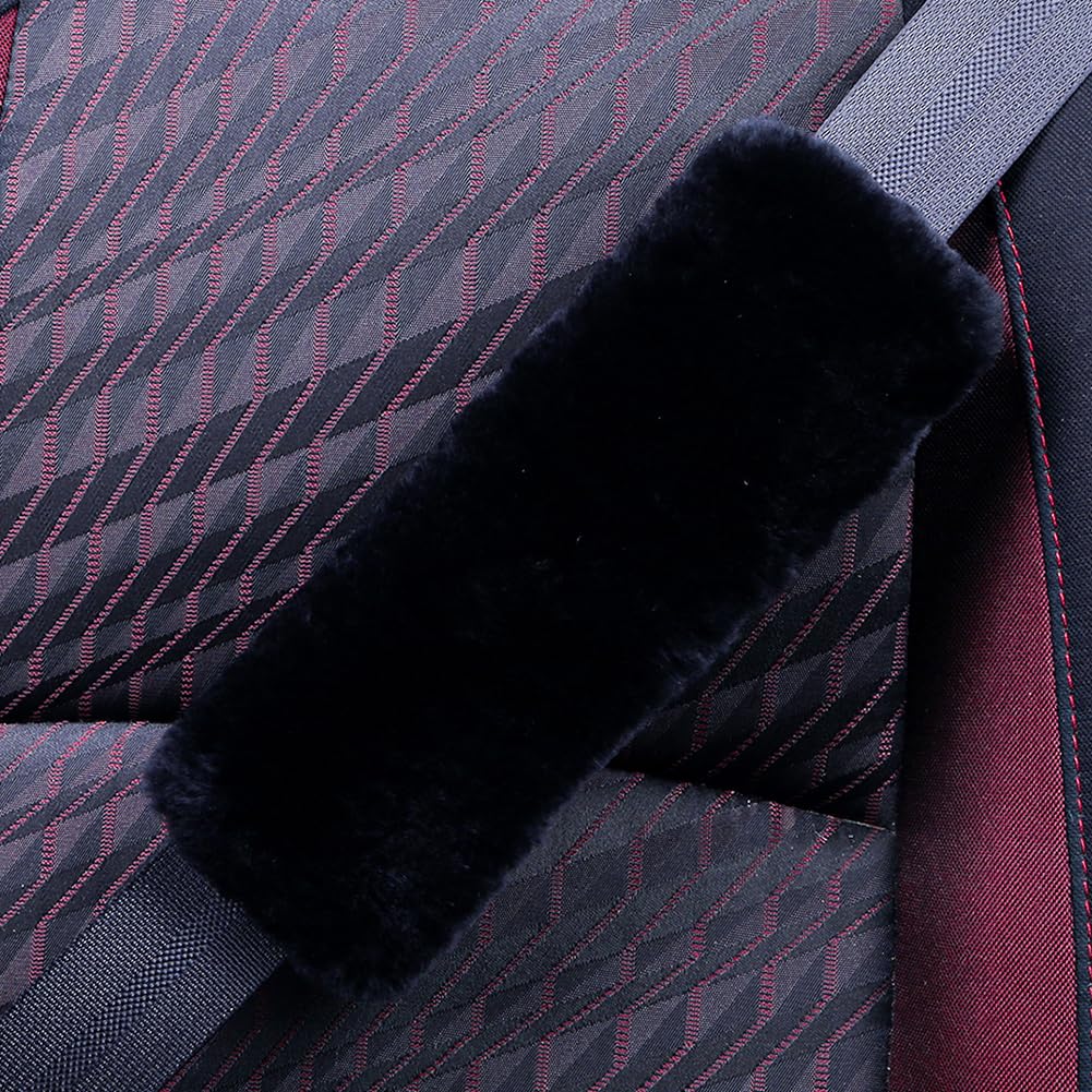 AOGELAN two-pack black sheepskin seatbelt pad adds comfort