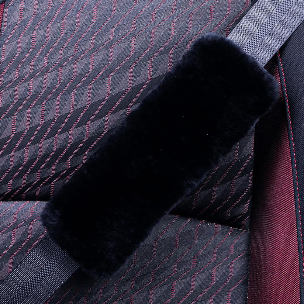 AOGELAN two-pack black sheepskin seatbelt pad adds comfort