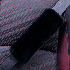 AOGELAN two-pack black sheepskin seatbelt pad adds comfort