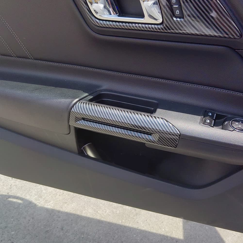 AOKIO Mustang carbon-style handle cover with adhesive back for easy installation.