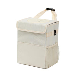 AOKJOY car garbage bin with lid prevents odors and spills.