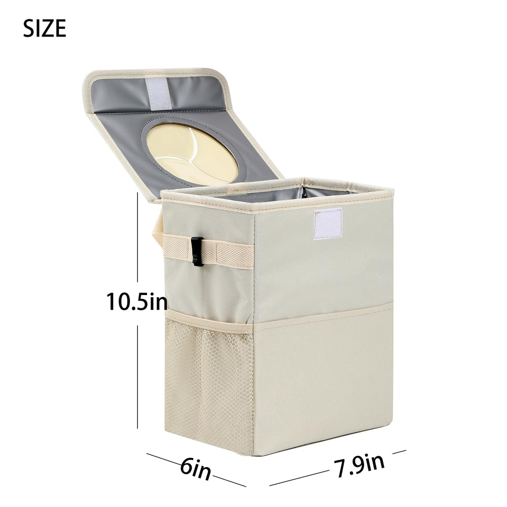 AOKJOY car trash bin with three pockets for organized storage.