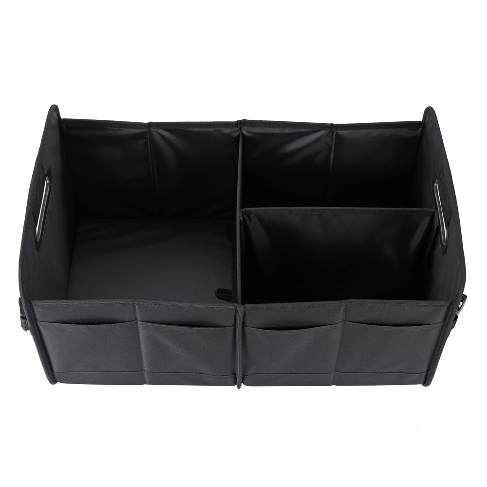 AOKJOY trunk organizer with multiple compartments for groceries and tools.