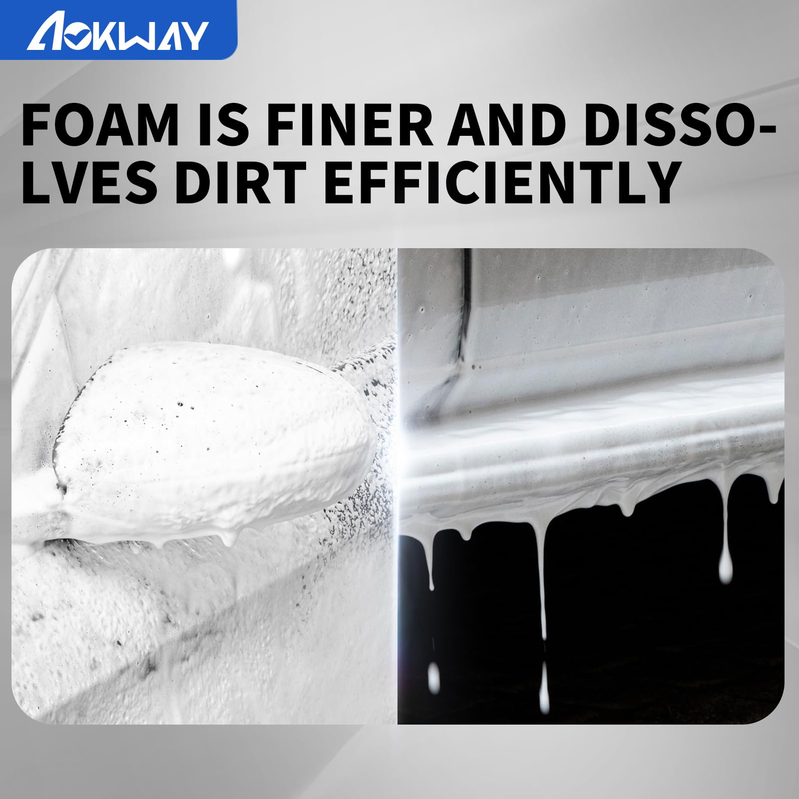 Aokway foam sprayer visible spray effect shows real-time coverage