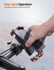 Aomiker bike holder shows shockproof padded corners protecting your device on rough roads.