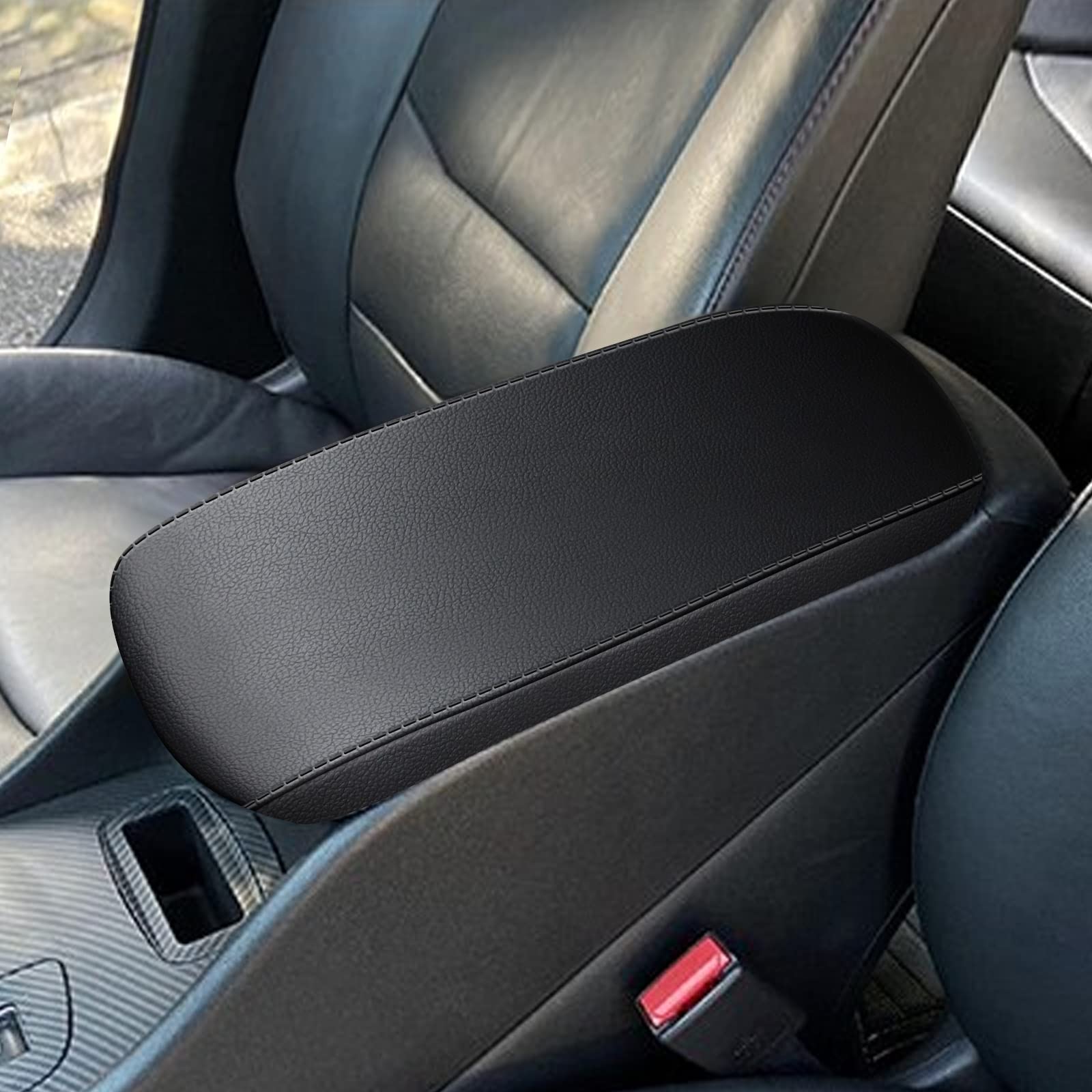 AOMSAZTO console cover for Malibu 2016-2023 shows precise, seamless fit on the armrest