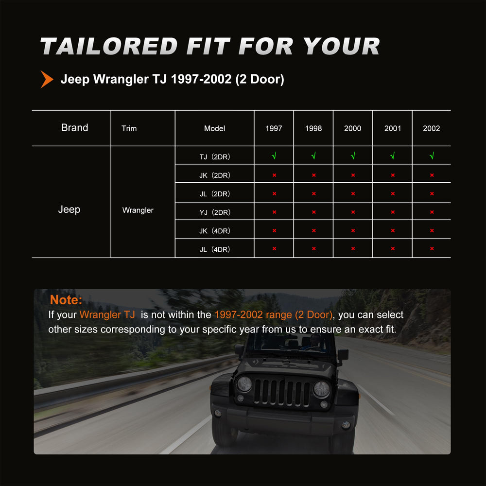 AOMSAZTO rear seat cover for Jeep Wrangler 1997–2002 guards fur and mess.