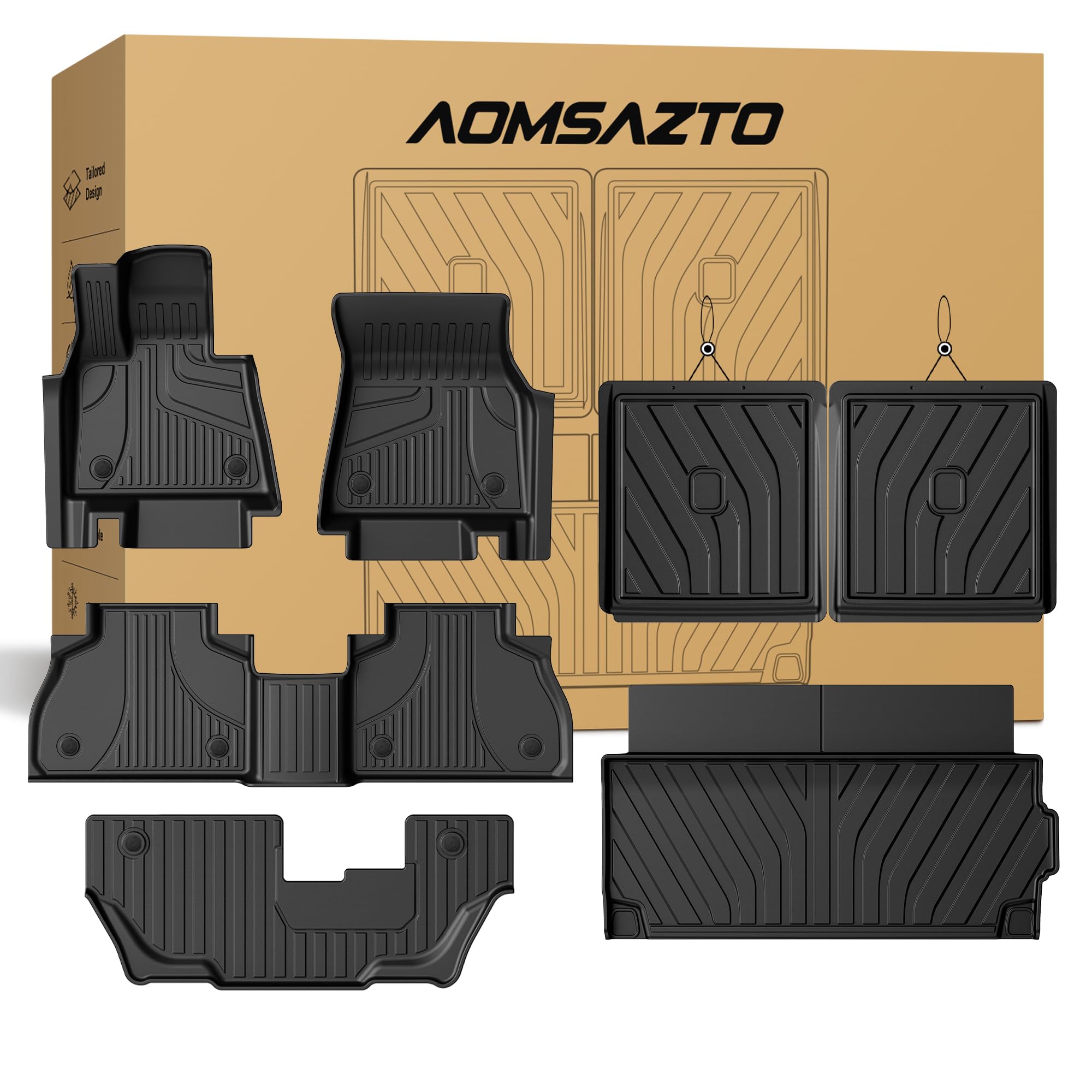 AOMSAZTO floor mats for BMW X7 7-seater show precise fit and all-weather protection
