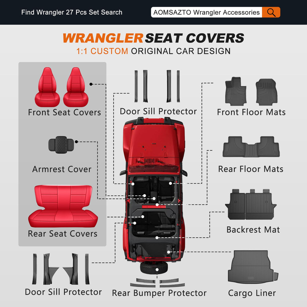 AOMSAZTO full set for Jeep Wrangler; complete protection and upgrade.