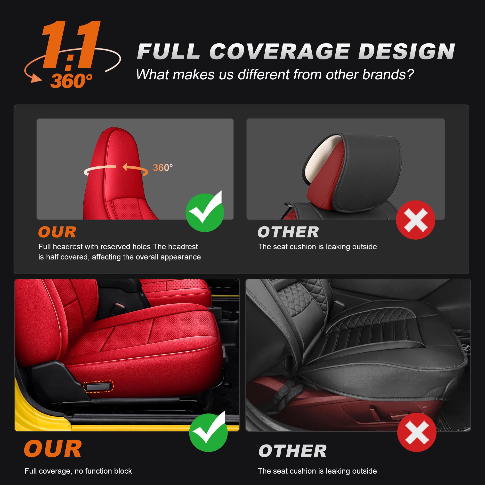 AOMSAZTO leather-look seat cover adds interior comfort and style.