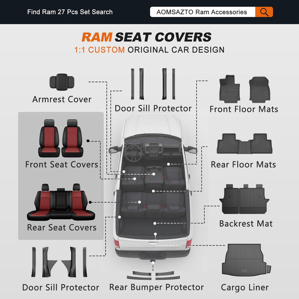 AOMSAZTO Headrest covers included for complete protection