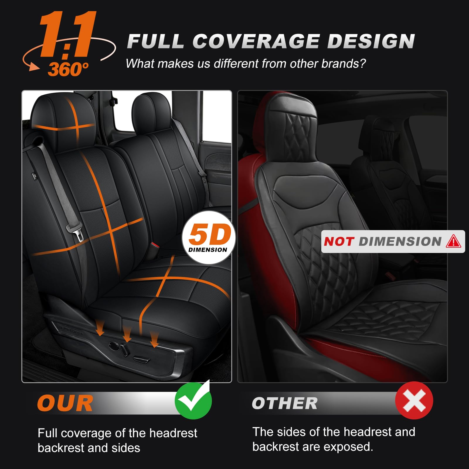 AOMSAZTO 360-degree wrapping seat cover protects seats and elevates interior style.