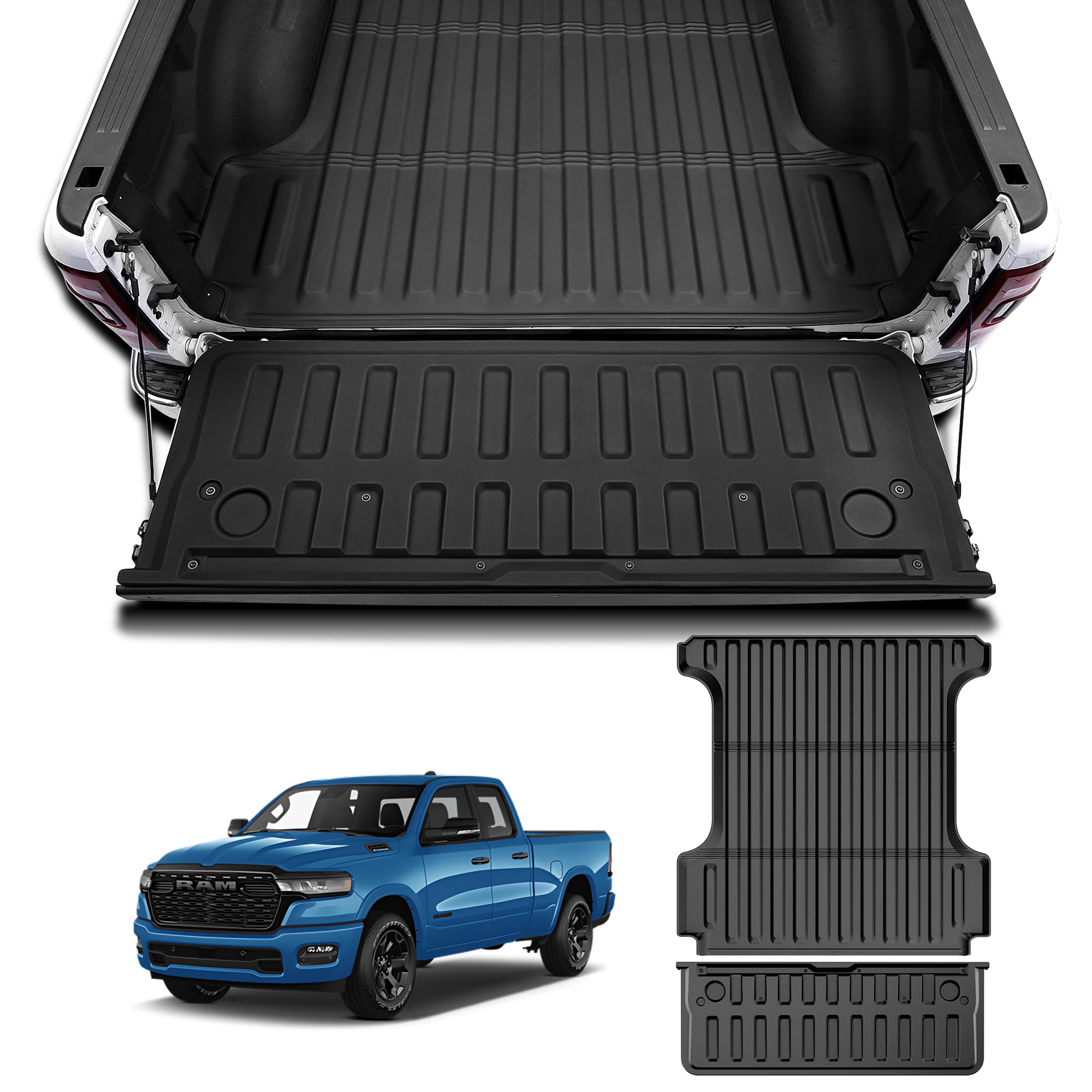 AOMSAZTO 5.7ft bed mat for Ram 1500 guards bed against dirt and scratches.