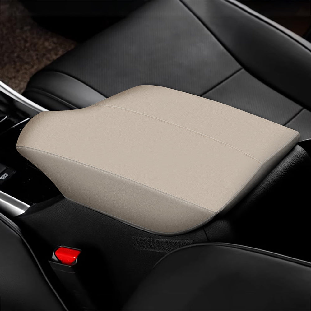 AOMSAZTO beige armrest cover back-seat installation shows easy fit.