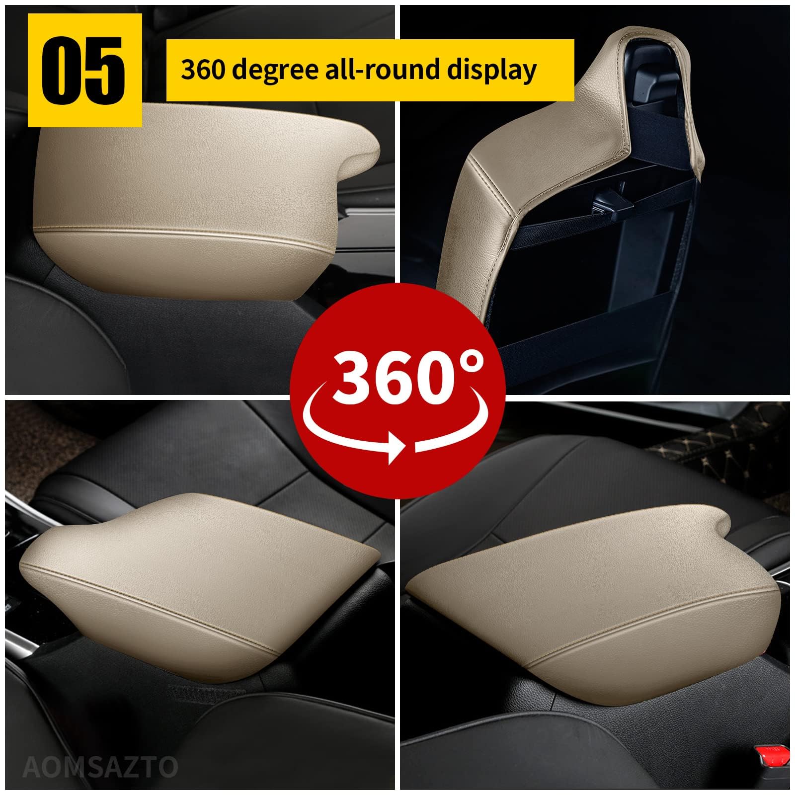AOMSAZTO beige armrest stitching detail demonstrates quality craftsmanship.