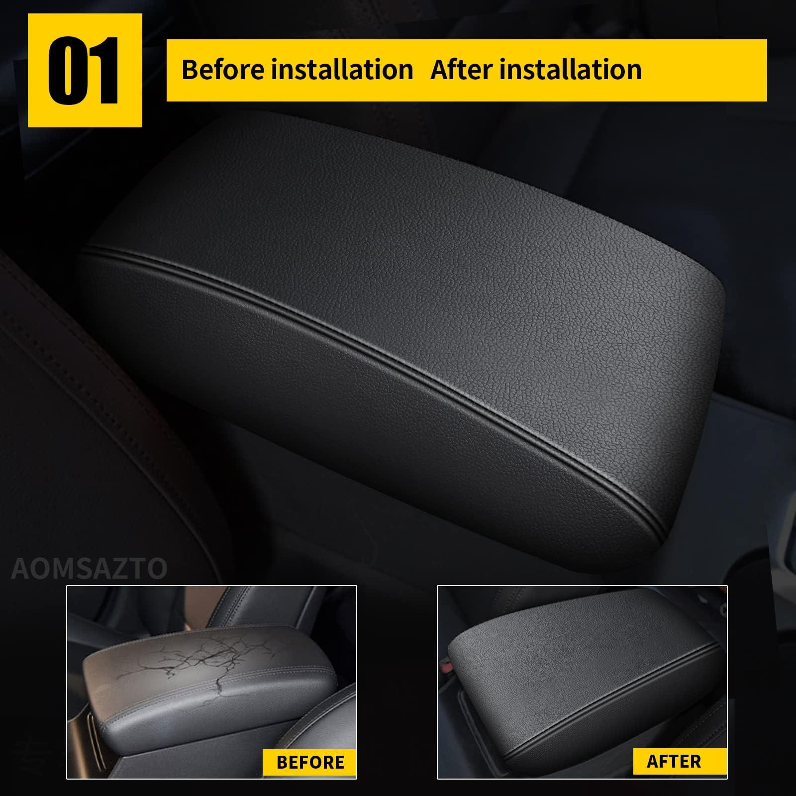 AOMSAZTO installation back-seat view showing easy fit