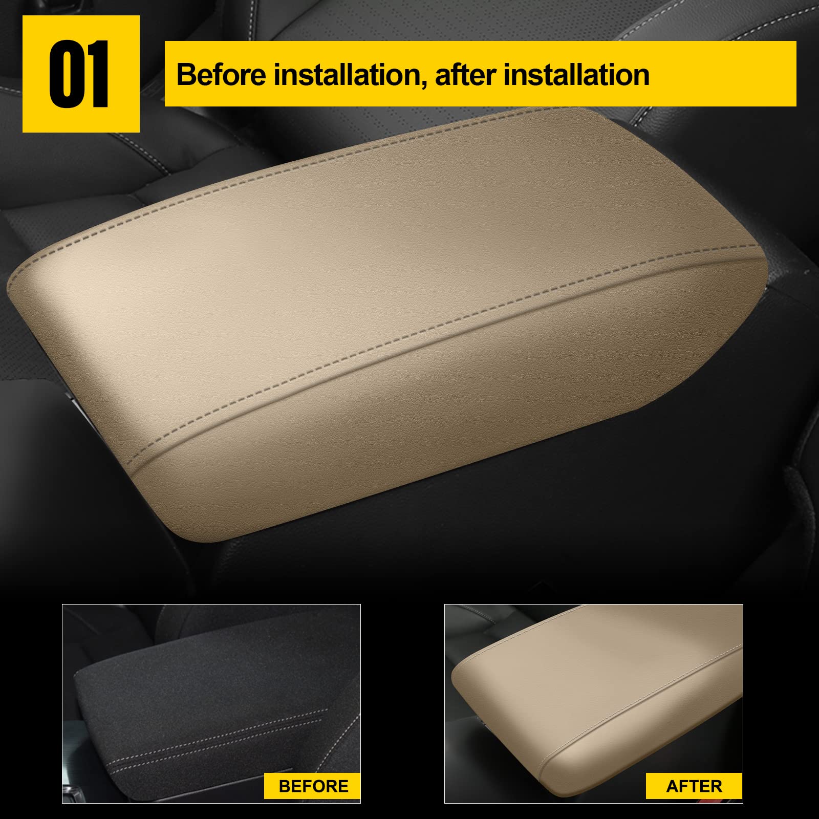 AOMSAZTO Civic armrest cushion safeguards the beige interior while commuting.
