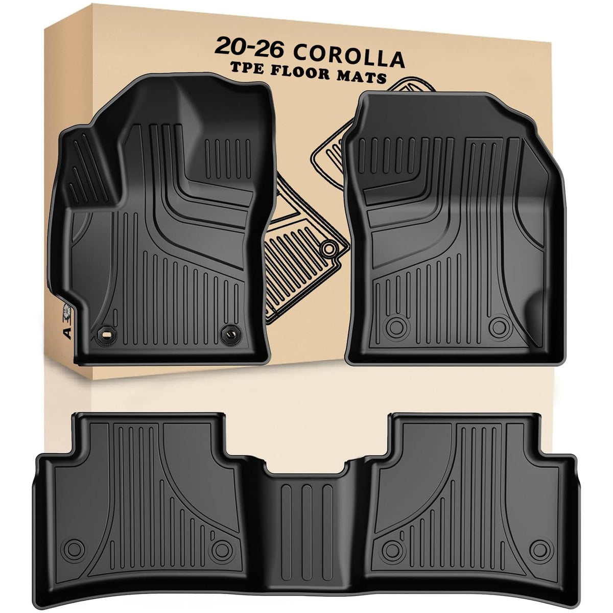 AOMSAZTO Corolla front-row mats show precise fit and all-weather protection.