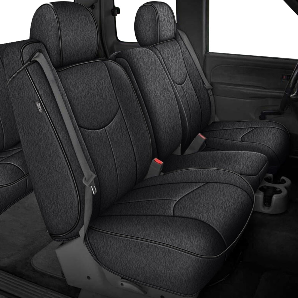 AOMSAZTO custom-fit seat cover for Chevy Silverado and GMC Sierra 1500.