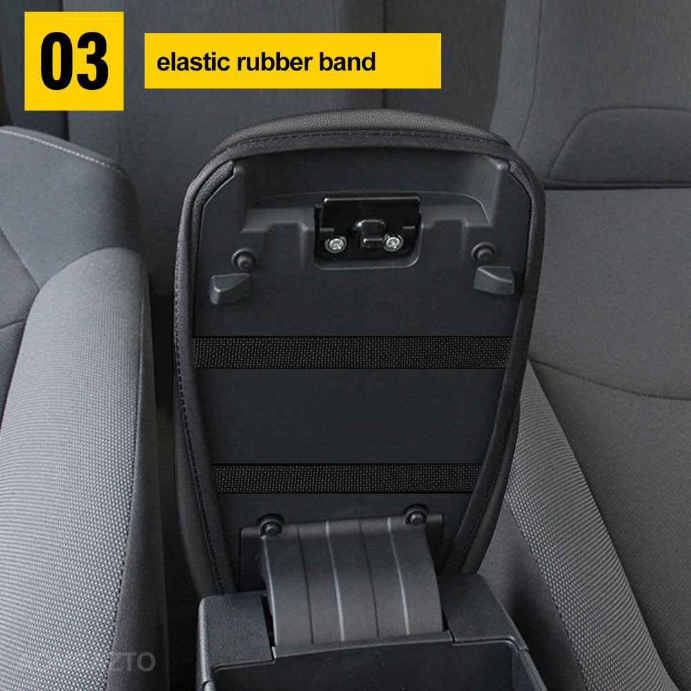 Black stitched AOMSAZTO armrest protector keeps the center console clean