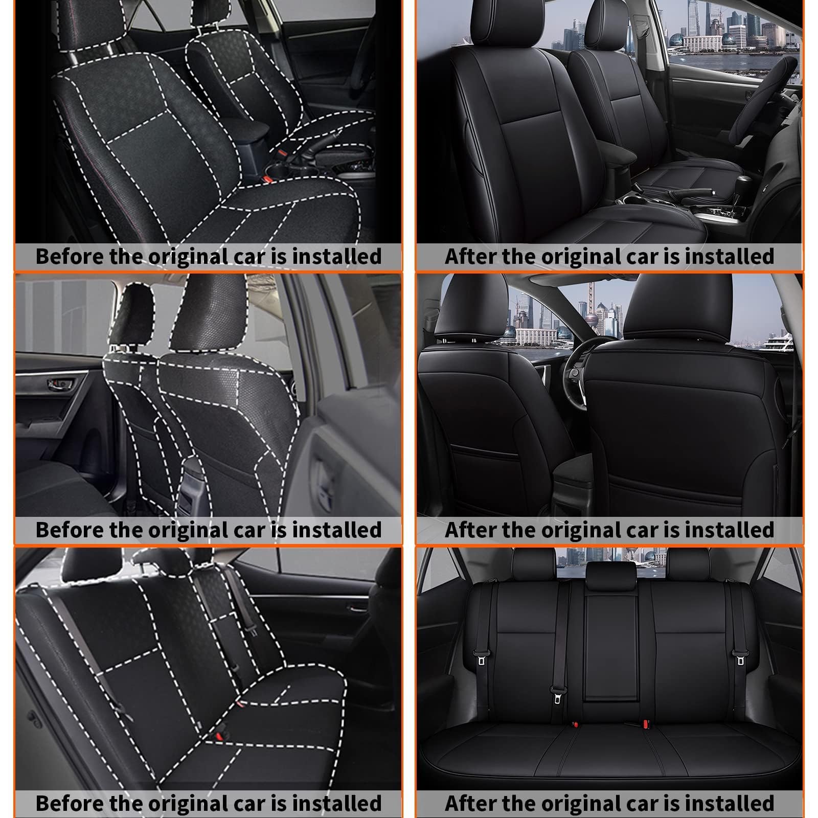 AOMSAZTO full-set seat covers provide cohesive styling across front and rear seats.