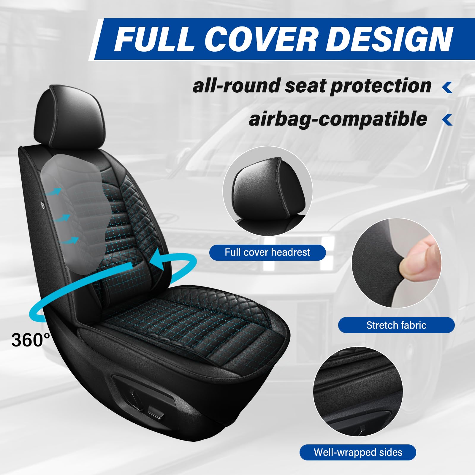 Waterproof faux leather protection on Hyundai Santa Fe seats by AOMSAZTO