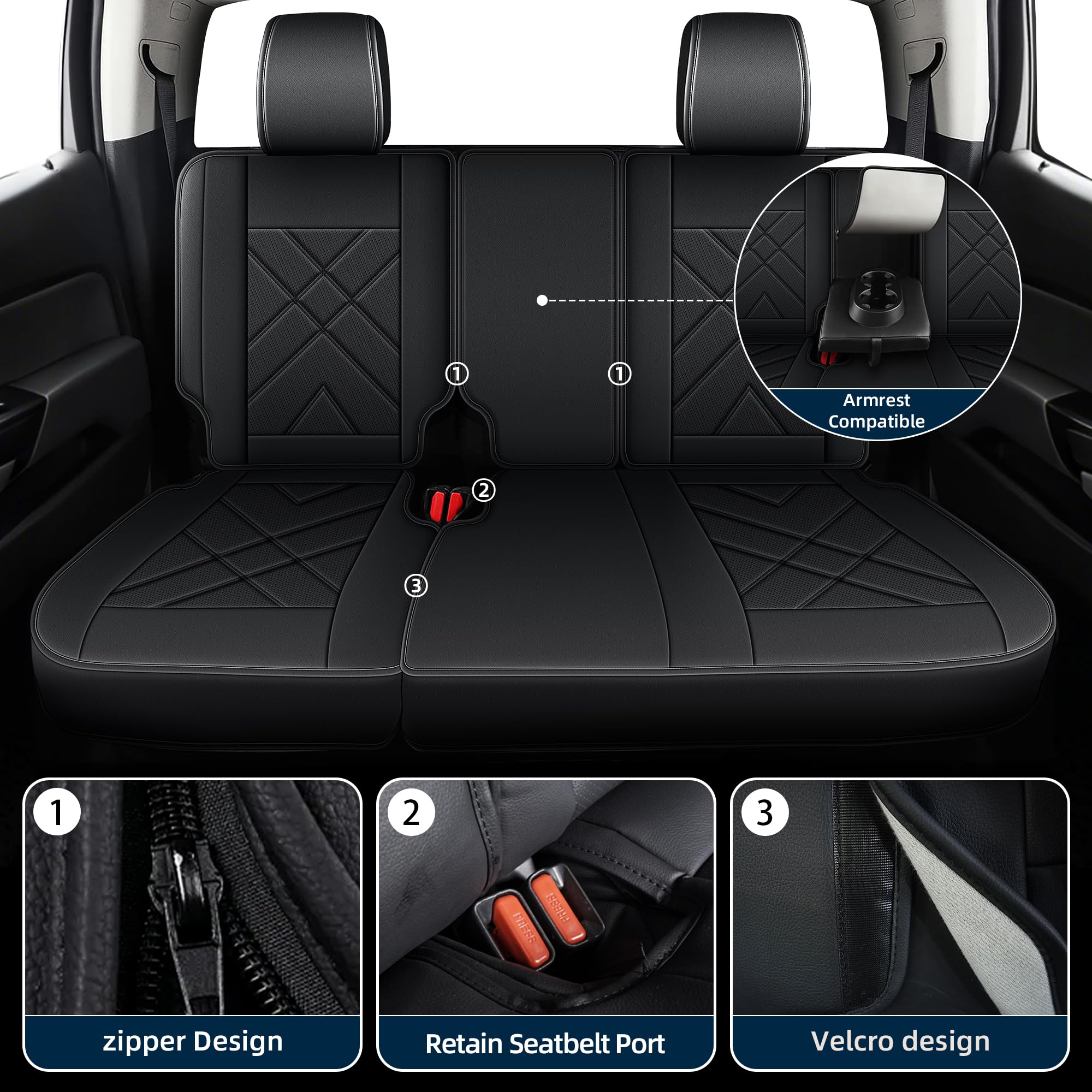 AOMSAZTO front-seat 360-degree coverage with four-zipper design for snug protection.