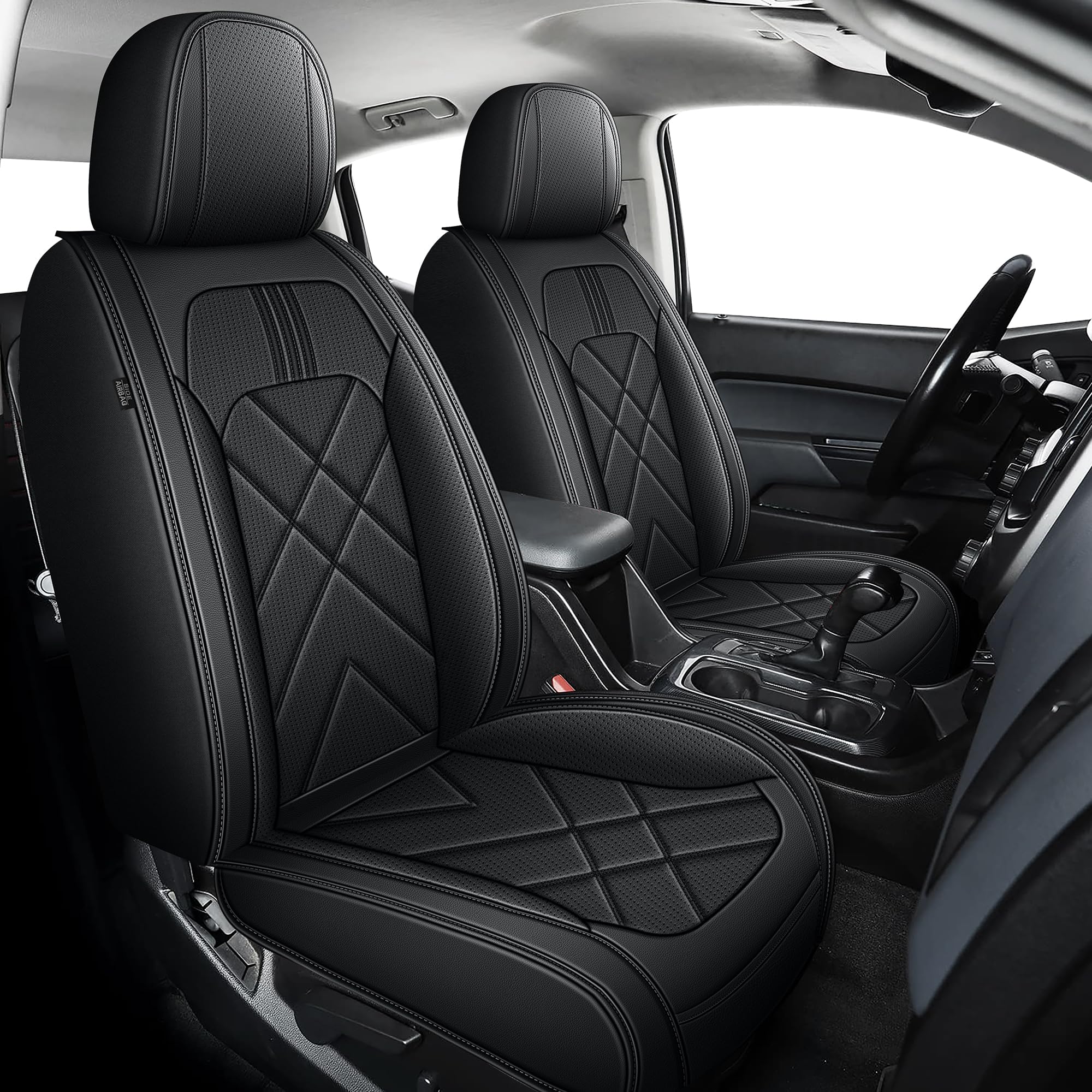 AOMSAZTO full-set seat covers for Chevy Colorado, front view, precise fit and easy cleaning.