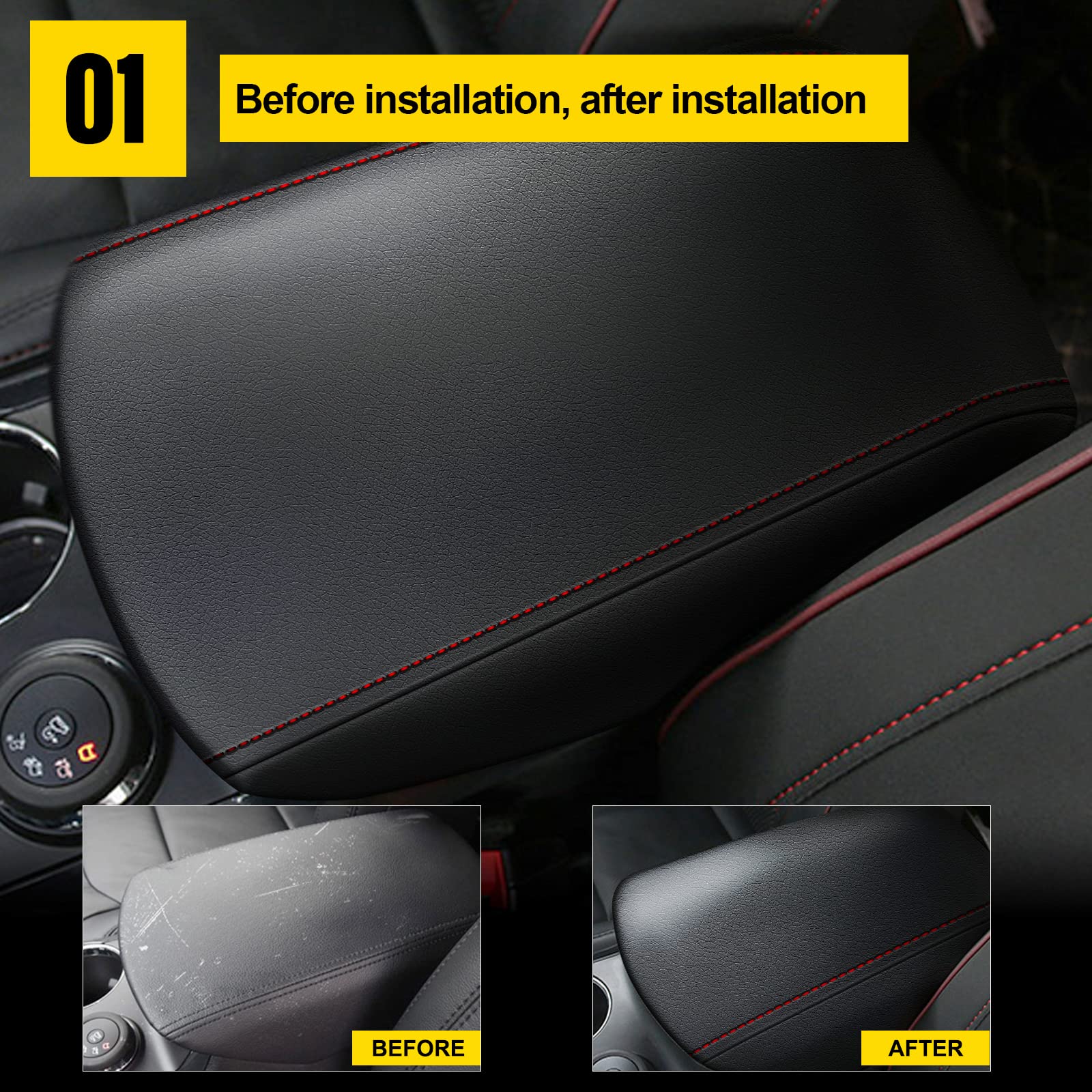 Stitch-detail on AOMSAZTO armrest cover highlighting red accents