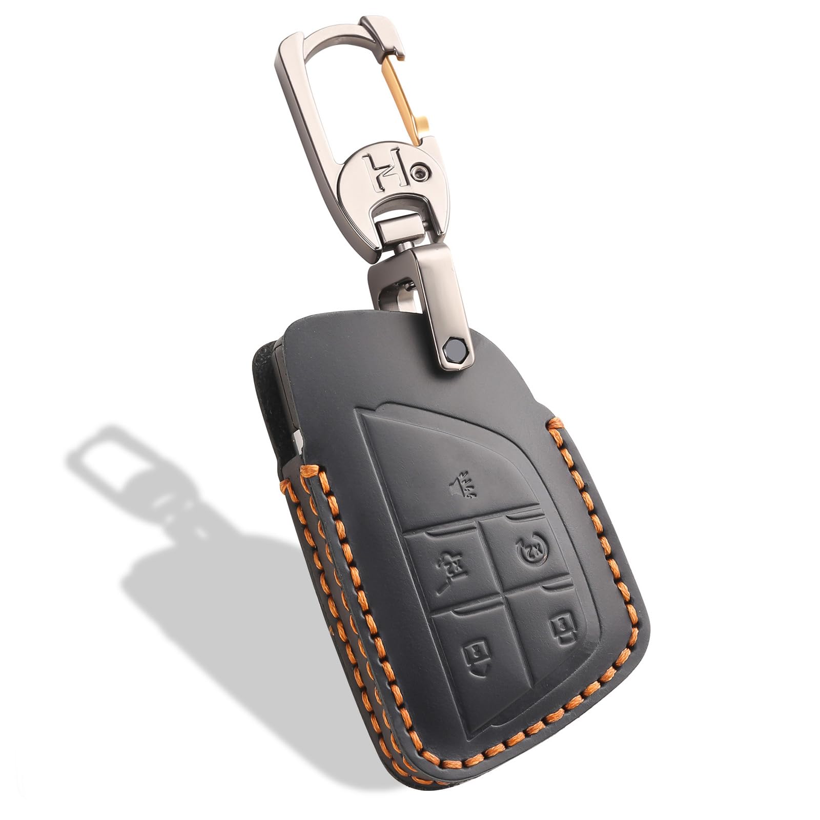 Aoocar leather key fob cover for GMC Yukon Denali offers precise 5-button fit and premium protection.