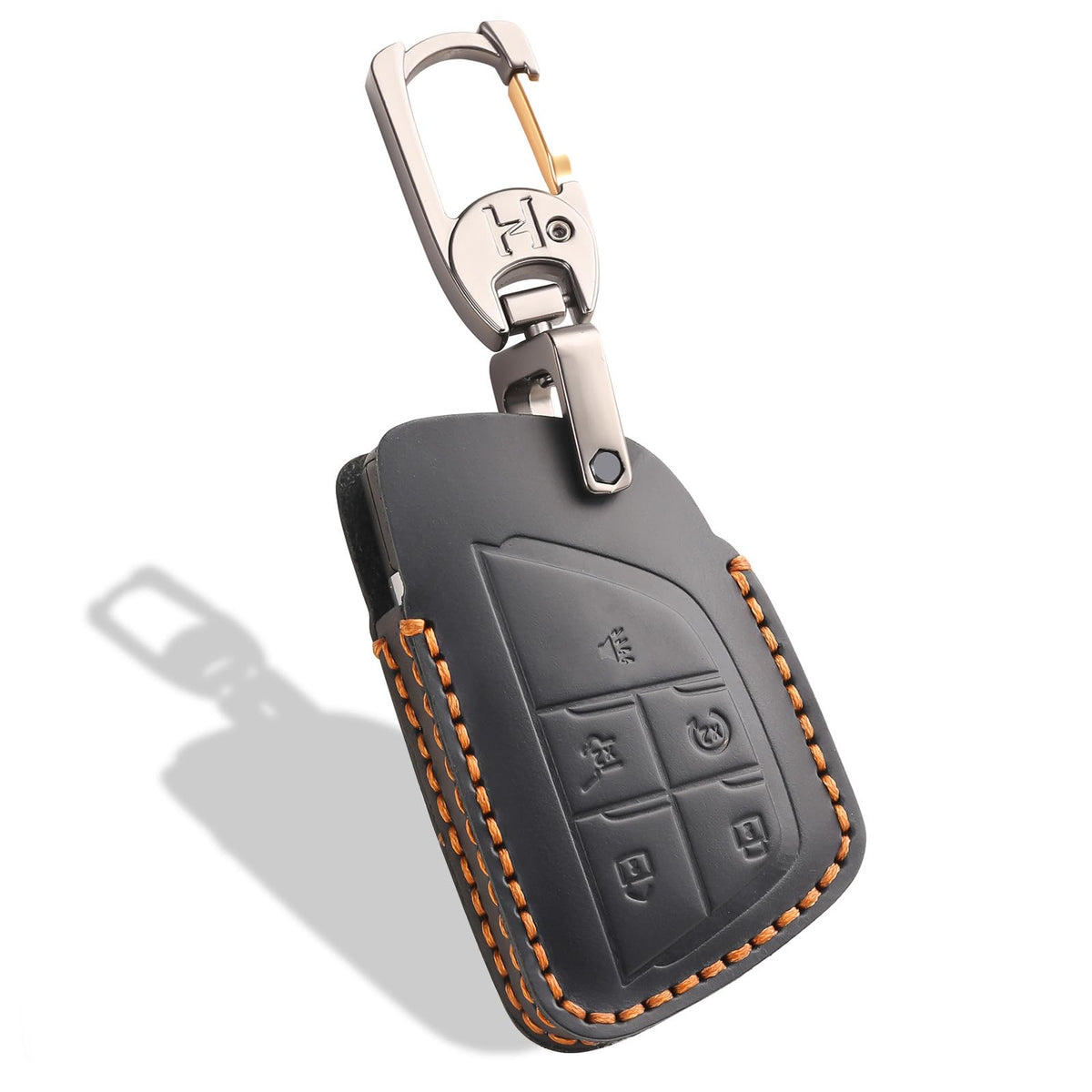 Aoocar leather key fob cover for GMC Yukon Denali offers precise 5-button fit and premium protection.