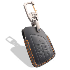 Aoocar leather key fob cover for GMC Yukon Denali offers precise 5-button fit and premium protection.
