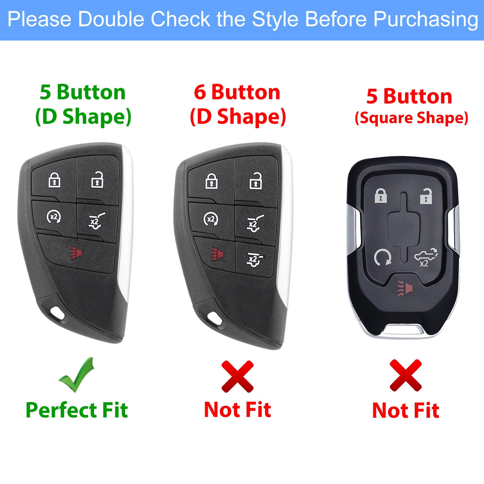 Aoocar leather key fob cover for Chevy Silverado Suburban provides durable protection in black.